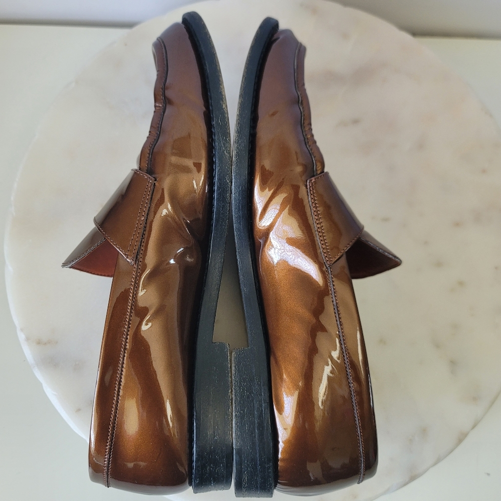 Vintage Gucci Classic "G" Womens Loafers Cooper Bronze Patent Leather Italy 8 B - Picture 6 of 16